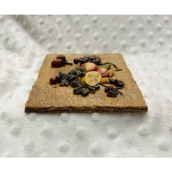 Vintage Cheri Bloom 3-D High Detail Ceramic Fruit Wall Tile - Picture 6 of 6